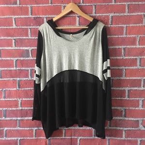 Emma & Sam Hooded Long Sleeve Shirt Color Block